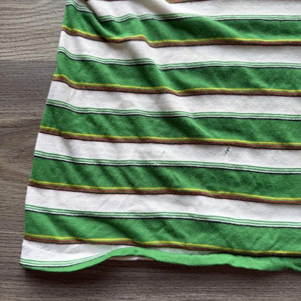 VTG 70s 80s Single Stitch Kids Green Striped Patterned T Shirt Beach Grunge L